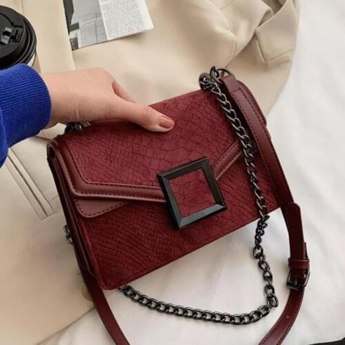 Crocodile pattern Square Crossbody bag 2021 New High-quality Matte Leather Womens Designer Handbag Chain Shoulder Messenger Bag
