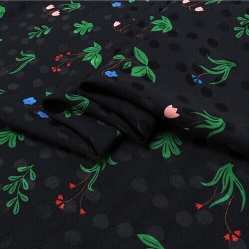 Thick silk fabric stretch jacquard silk fabric floral on black bottom,SFF131