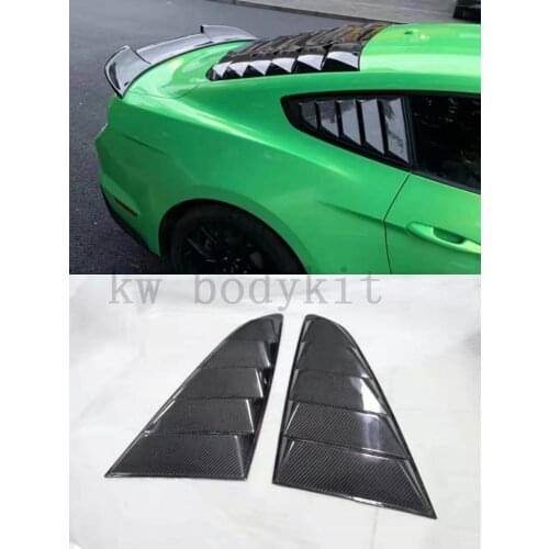 High Quality Carbon Fiber Vents Door Rear Side Window 1/4 Quarter Scoop Louver Covers For Ford Mustang 2015-2019 Car Styling