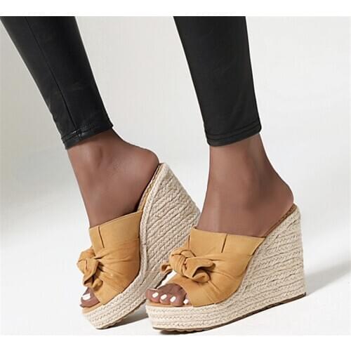 Summer Women Sandals Platform Wedge Sandals Women hemp rope Solid Summer Shoes Gladiator Sandals Big Size 2020 Fashio