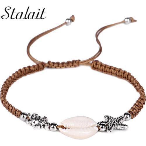 Boho Starfish Shell Turtle Bracelets For Women Rope Stripe Braided Friendship Bracelet Bohemia Beach Jewerly Handmade
