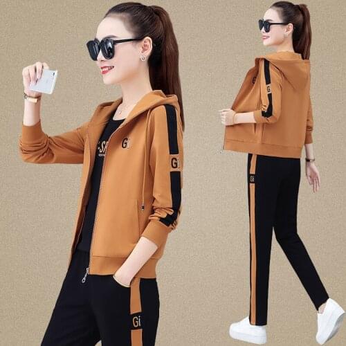 Women Tracksuit Pullovers and Pants 2020 Autumn Winter Hoodies Set Solid Color Casual Long Trousers Outfits Three piece set