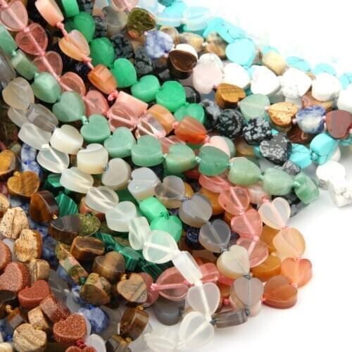 Natural Stone Heart Shape Agates Colorful Red Crazy Agates Blue Sand Beads Necklace for Women Gift Size 10x10mm Length 45cm