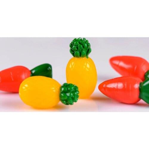 ZOCDOU 1 Piece Vegetables Radish Fruits Turnip Pineapple America China Rabbit Food Model Small Statue Crafts Ornament Miniatures