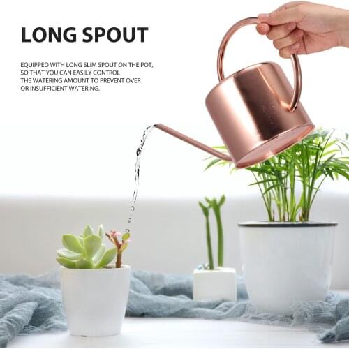 1.2L Beautiful Rose Golden Flower Watering Kettle Pot Long Spout Plants Watering Bottle Stainless Steel Portable Watering Can