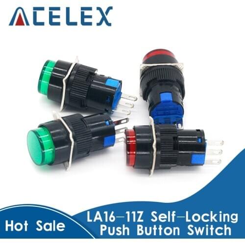 16mm 3PIN Self-Locking Push Button Switch LA16-11Z AB6-A Switch Household Appliances Accessory