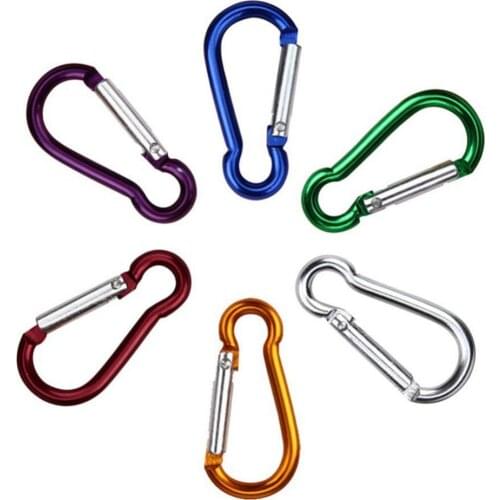 2Pcs Aluminum Alloy D Shaped Carabiner Spring Snap Clip Hooks Climbing Keychains With a spring loaded gate for Outdoor