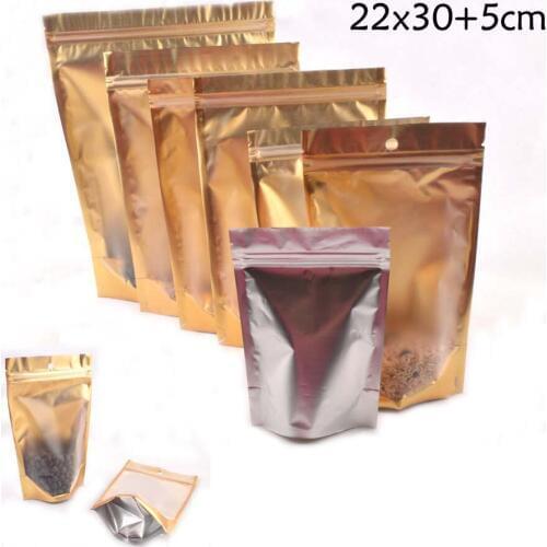 22x30+5cm(8.7''x11.8'') 150PCS Standup aluminium ziplock bag - Matte clear silver reclosable plastic pouch zipper seal