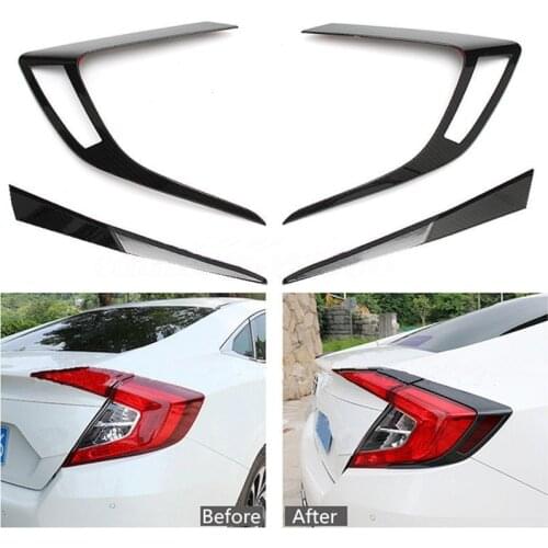 4pcs/set Carbon Fiber Colors Car Taillight Cover Tail Lamp Covers Decal Frame For Honda Civic Sedan 2016+ Car Styling Accessory