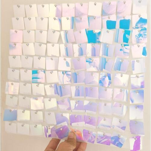 50pcs 30cm*30cm Blue Sequins Transparent/white Background Board For Wedding Backdrops Plate Wind Active 3D Sequin Wall Panels