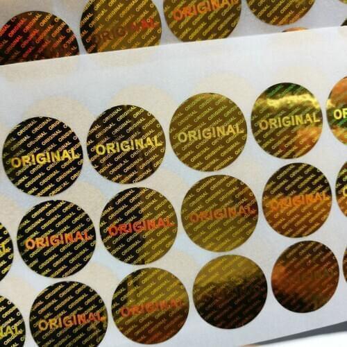 500 Laser Hologram "ORIGINAL "Sticker 15mm Gold Security Tamper Evident Warranty Anti-fake Stickers