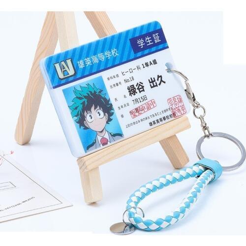 Anime My Hero Academia Midoriya Izuku Acrylic Card Cover Creative Cartoon Bus ID Card Holder Keychain Charms Pendant Girls Gift