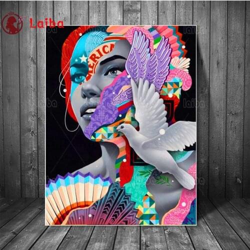 Graffiti Art Women Peace Dove Home art Diamond Painting 5d DIY Diamond Embroidery full Square Round Diamond Mosaic rhinestone