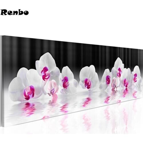 DIY 5D Diamond embroidery Pink Orchids Full Square Diamond mosaic pattern 5D DIY Diamond painting Cross stitch Handmade Gift