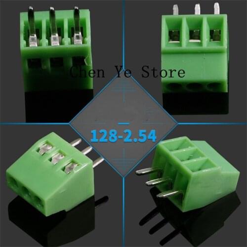 Free Shipping100PCS KF128-2.54-2P KF128-2.54-3P 2.54MM Pitch PCB Screw Terminal Block Splice Terminal KF125 2.54MM 2P 3P green