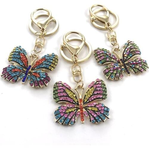 Glittering Butterfly Keychain Alloy For Women Car Handbag Charm Pendant Key Ring 1 Pcs