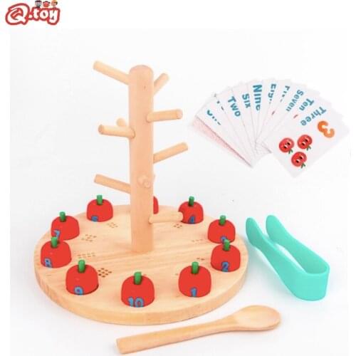 Montessori Digital Pick Apple Tree Baby Matching Games Teaching Aid preschool toys Beads Clip Educational Toys for Kids