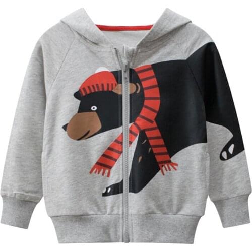 Toddler boys coat hoodie animal cartoon bear dionsaur print hooded sweatshirt for 1-8years children cute kid coat clothes