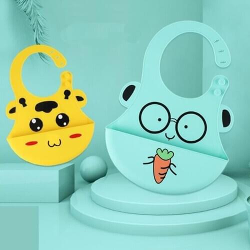 Children eat baby bib silicone bib stereo waterproof disposable eating and prevent dirty water round super soft