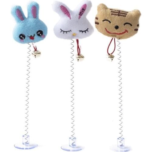 Pet cartoon christmas cat toy Christmas pet toy cartoon spring suction cup bell sounding cat toy