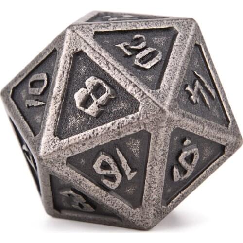 Ancient Silver Metal Dice D20 Size 30mm Great for RPG DND Games Dice Collector Birthday Gift