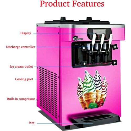 Two Colours Soft Ice Cream Machine For Ice Cream Used For Dessert Shop Stainless Steel Ice Cream Machine