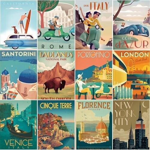 EverShine 5D DIY Diamond Painting Scenic Diamond Embroidery Cross Stitch City Needlework Kit Mosaic Beaded Handmade Hobby