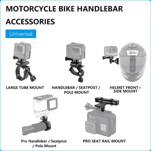 GoPro Original Handlebar / Seatpost / Pole / Large Tube / Bike Seat Rail / Helmet Front + Side Mount Assessory for Riding Helmet
