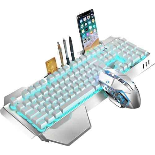 Hot Sale Gaming Keyboard Mouse Set Chargable Wireless Keyboard With Colorful Lights Mouse With 4 Adjustable DPI