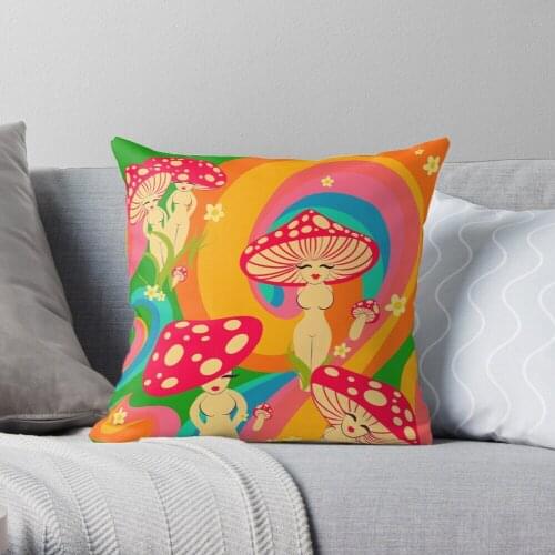 Mushroom Ladies Throw Pillow Cushion Cover Polyester throw pillows case on sofa home living room car seat decor 45x45cm