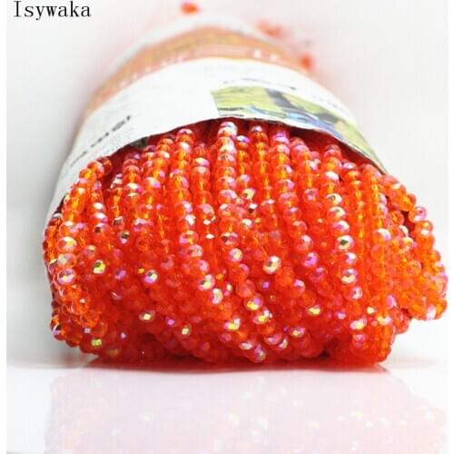 Isywaka Orange Half AB Color 3*4mm 145pcs Rondelle Austria faceted Crystal Glass Beads Loose Spacer Round Beads Jewelry Making