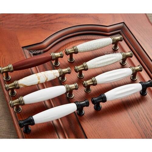 Zinc Alloy Ceramic Ancient Chinese Cabinet Handles Kitchen Cupboard Door Pulls Drawer Knobs Handles Wardrobe Pulls Furniture