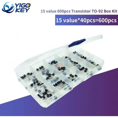 15 Value 600PCS Transistor TO-92 Box Kit A1015 A733 C945 C1815 S8550 S8050 S9012 S9013 S9014 S9015 2N3904 2N3906 2N5401 2N5551
