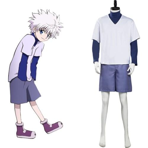 Anime Hunter X Hunter Killua Zoldyck Cosplay Costume Top Shorts Outfits Halloween Carnival Suit