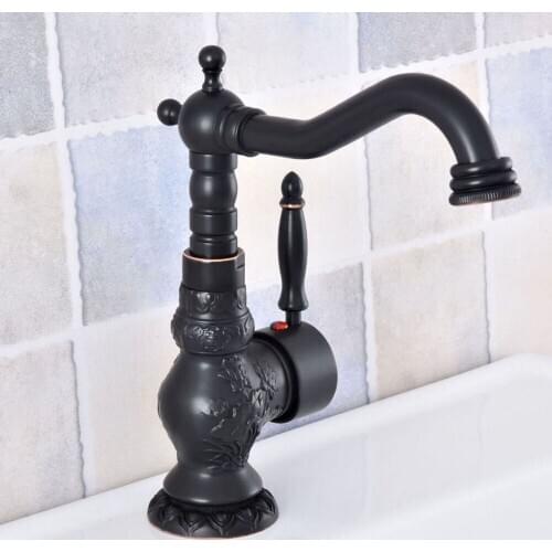 Oil Rubbed Bronze Faucet Retro Style Basin Faucet Rotating Single Handle Single Hole Hot And Cold Water Nsf625