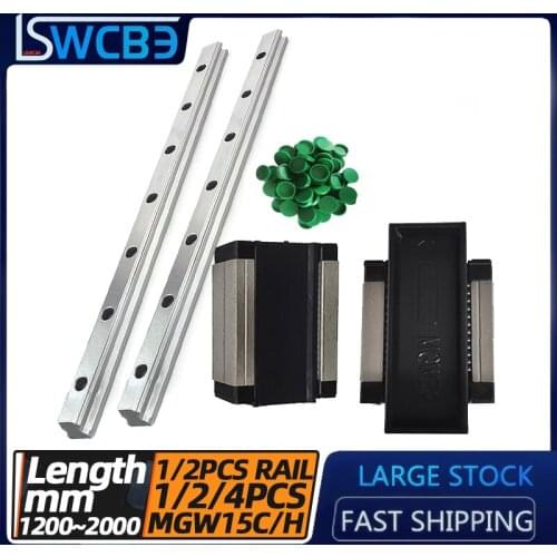 Miniature linear guide slider, MGW15 rail, L=1200-2000mm, MGW15C/MGW15H slider, high-precision small slide rail linear rail