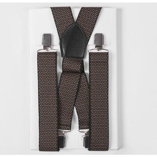 Mens Shirt Suspenders For Trousers Pants Holder Braces Wedding Suspender Straps 35mm Elastic Strong Metal Clips Print Gallus