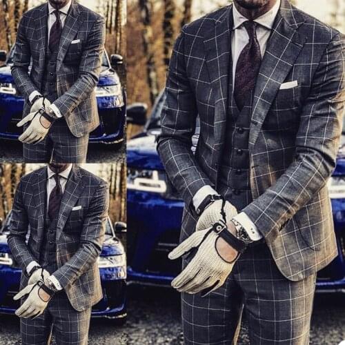 New Designed Men Tuxedos Custom Made Notched Lapel Slim Fit Blazer Smart Casual Daily Outdoor Streetwear Suits 3 Pieces Set