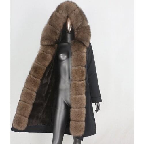 BLUENESSFAIR 2020 Waterproof Parkas X-Long Parka Real Natural Raccoon Fox Fur Collar Hood Coat Thick Warm Outerwear Streetwear