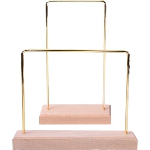 Earrings Hanging Stand Jewellery Holder Organizer Hanger Storage Rack Ring Studs Display with Wooden Base