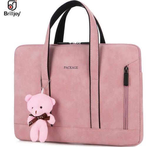 Brilljoy Handbag PU Waterproof Scratch-resistant Laptop Briefcase 13 14 15 inch Notebook Shoulder Bag Carry Case women and men