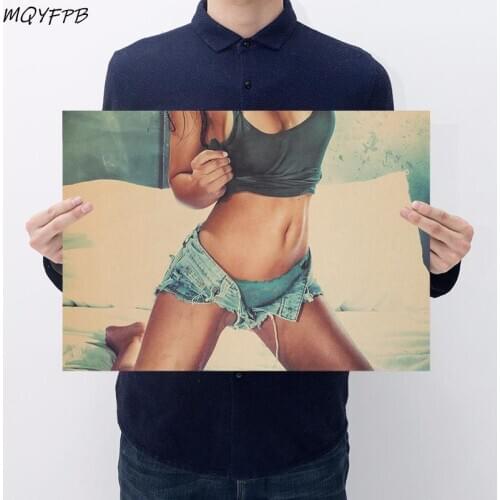 Sexy Girl Kraft Paper Poster Wall Sticker Home Furnishings Decoration Painting