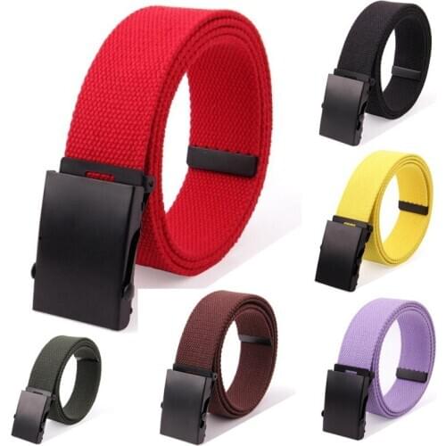 New High Quality Canvas Belt Men / Women Unisex Jeans Belts Metal Roller Luxury Automatic Buckle Canvas Webbing Waist Belts
