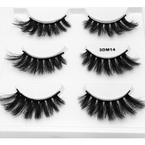 3pcs/lot 100% handmade real mink fur false eyelash 3D strip mink lashes thick fake faux eyelashes Makeup beauty False Eyelashes