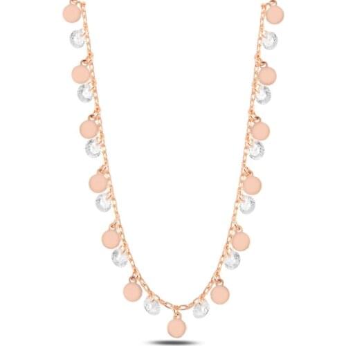 Silver 925 Sterling Dangle Sequins & Zircon Crystal Necklace