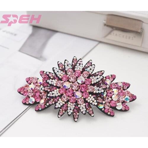 Hairpin Korean adult hair accessories Ice Flower Rhinestone curling headdress back flower spring collet flower top clip hairpin