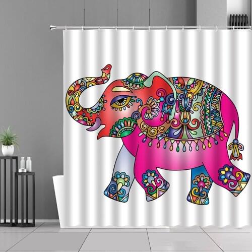 Pattern Elephant Shower Curtain Bathroom Screens Bathtub Accessories Home Decoration Wall Hanging Curtains Polyester With Hook