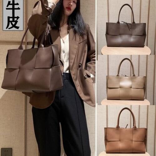 New Female Hand-woven Genuine Cowhide Top Quliaty Big Tote Women Real Leather Simple Wild Large Capacity Handbag Shoulder Bag