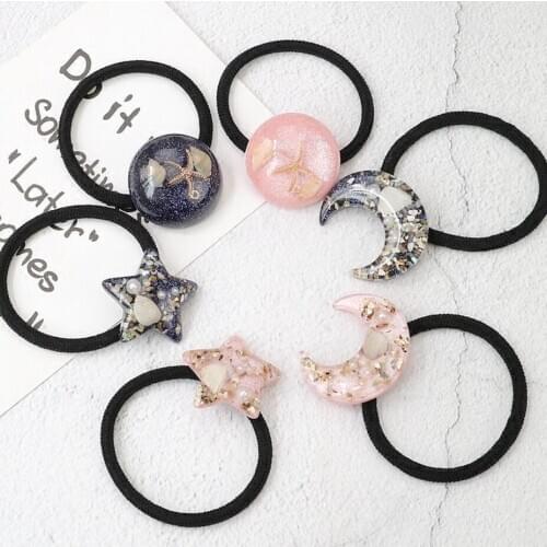 The Beautiful Hair Decoration Of Sea Star Shell Hair String Small And Fresh Starry Moon Star Series Amber Hair Rope Accessories