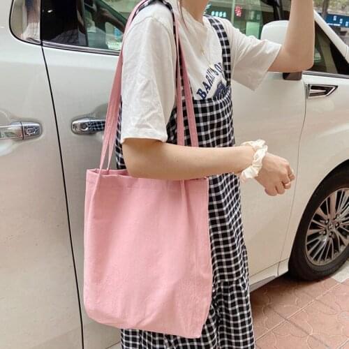 Youda Harajuku Solid Color Canvas Womens College Simplicity Korean Black Large Capacity White DIY Casual Fashion Shoulder Bags